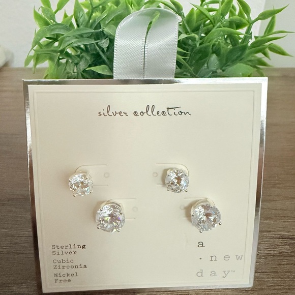 a new day Jewelry - A New Day Sterling Silver Zirconia Stud Earrings